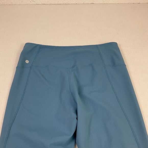 Zella Cropped Capri Leggings Solid Blue Stretchy Mid Rise Gym Yoga Workout XL * - Picture 9 of 11